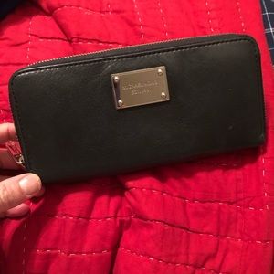 Black leather zip around wallet